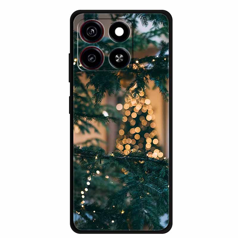 Christmas Cover For ZTE Blade A35 A55 Case Black Silicone Cases for ZTE Blade A55 Cartoon Santa Claus Christmas Tree Back Cover