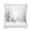 Winter Wonderland Christmas Deer Stag Square Pillowcase Polyester Linen Velvet Creative Zip Decor Pillow Case Car Cushion Cover