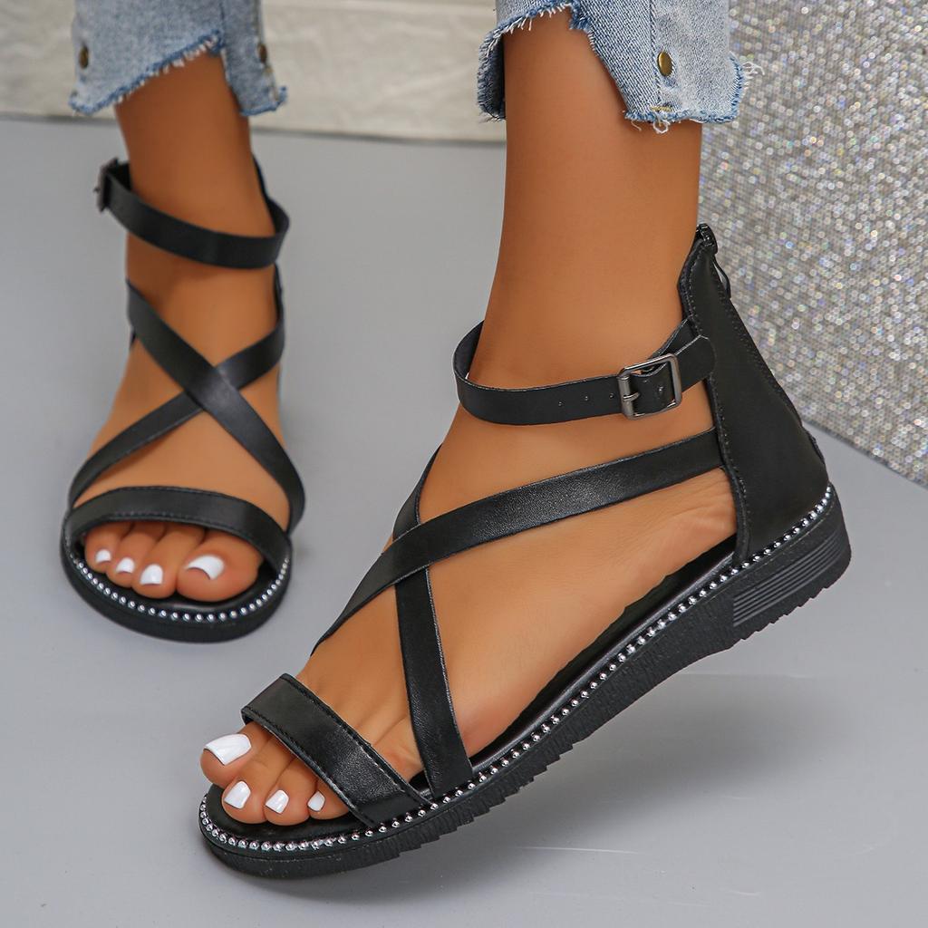 Mode Damen Sandalen Rom 2025 Sommer Neue Rom Flache Schuhe Damen Rutschfest Strand Sport Lässig Böhmische Sandalen Sandalias De Mujer