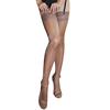 Women Socks Skin Color Sexy Nylon Elastic Glossy Broad-Brimmed Lace Thigh-High Stockings