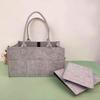 Light Grey Foldable Felt Diaper Tote Bag