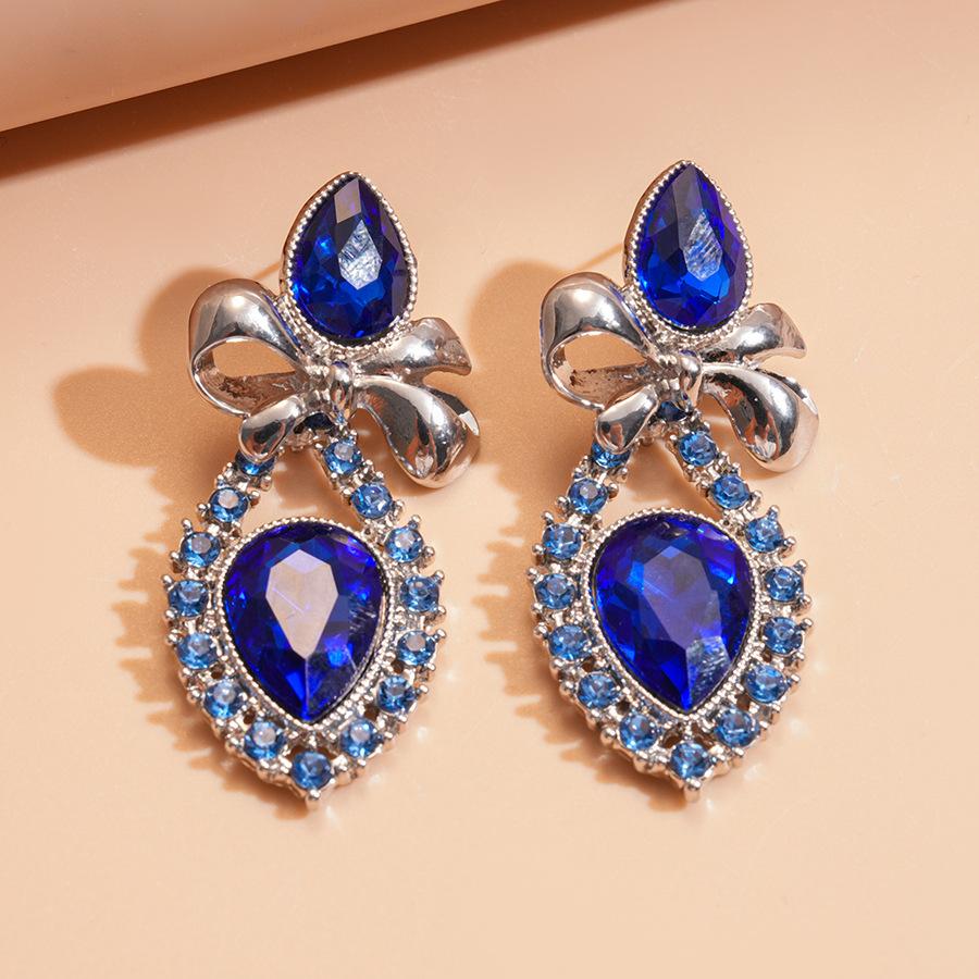 

Инкрустированные стразами жемчужные бусины с бантиками циркониевые наборы для женщин капли воды Европа Америка ретро мода высококлассные аксессуары