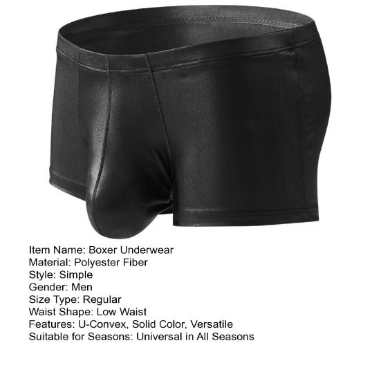 Men Boxer Underwear Elastic Mid-rise Tight Cut High Elasticity Shorts Panties Solid Color U-Convex Breathable Panties