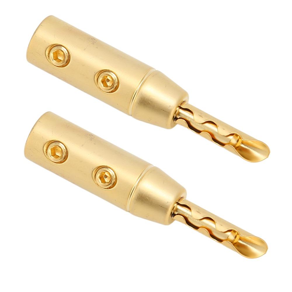 4PCS Double Screw BFA Banana Plug Gold Plated Open Screw Banana Plugs For Audio Video Receiver
