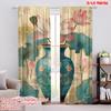 2pcs,2D Plane Printing Light Filtering Curtains Lotus Elegance Durable 100% Polyester Fabric (without Rod) Decorations Inside