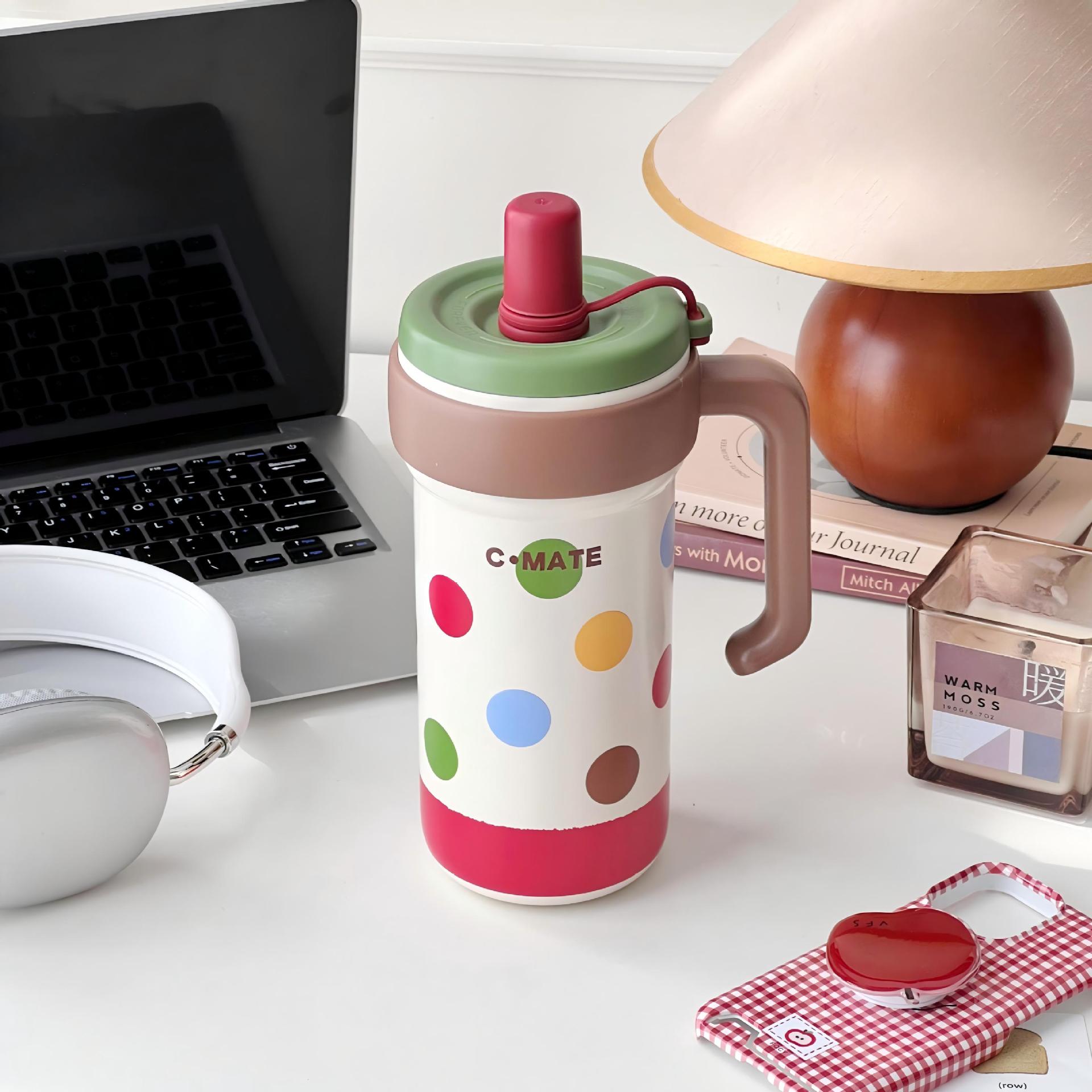 

Fashion Drinking Cup Cat Big Cap Female Straw Drinking Cup Stylish Couple Students Stainless Light Luxury Ice Bully Water Durable 1000ml