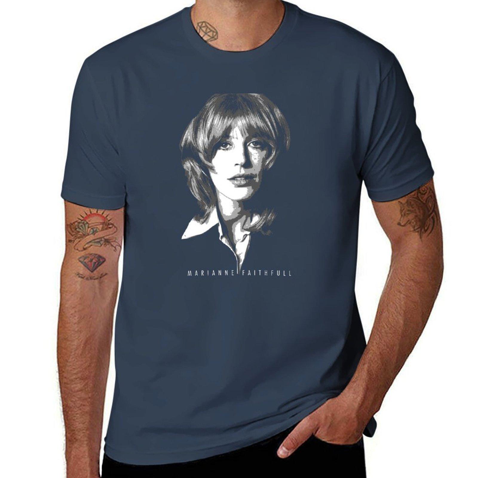 Marianne Faithfull Retro Tshirt Work Daily Short Sleeve Top S