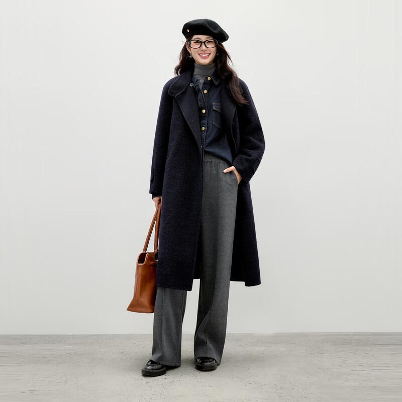 Qiu Shui Yi Ren Women's Korean Style Long Wool Blend Coat