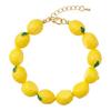 Party Accessory Fruit Beaded Bracelet in Resin with Adjustable Clasp Chain, Fun Gift Bangle for Daily Styling