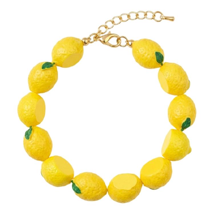 Party Accessory Fruit Beaded Bracelet in Resin with Adjustable Clasp Chain, Fun Gift Bangle for Daily Styling