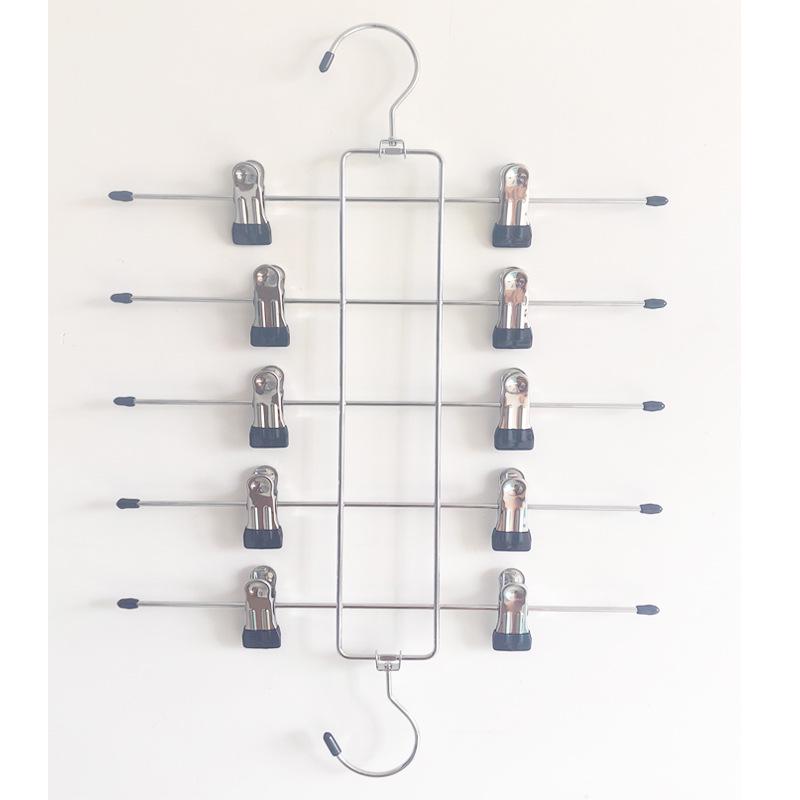 Multifunctional 6-Tier Pants Hanger with 8 Hooks & 10 Clips for Hats, Belts, and Underwear Storage
