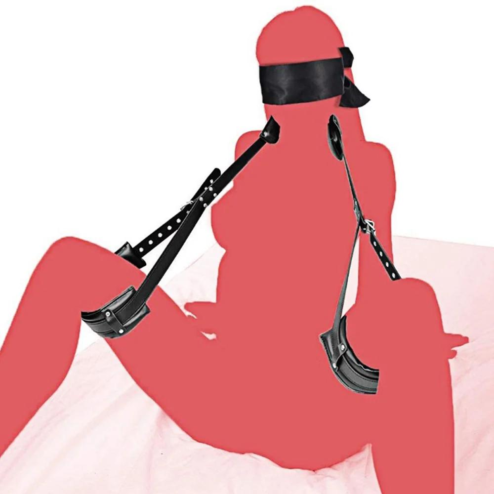 Bondage Gear Sex BDSM Kit Adult Handcuffs Restraint Straps Eye Mask Collars for Couples Sex Bondage Wrists Cuffs Couple Games