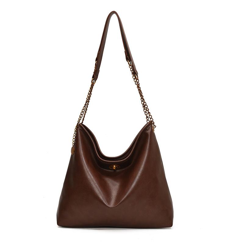 

Soft leather lazy bag women s autumn and winter new simple underarm shoulder bag large capacity commuter messenger bag темно-коричневого кольору