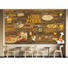 3d Fast Food Pizza Wall Paper Fast Food Restaurant Wall Mural Pizza Shop Snack Shop Wallpaper