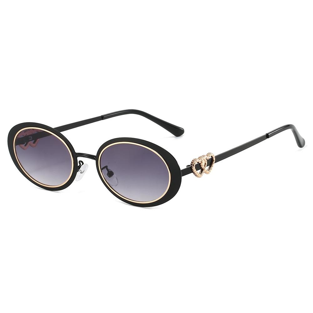 New Lovely Oval Sunglasses Women Brand Double Heart Shopping Pink Color Fashion Sun Glasses Female UV400 Shades