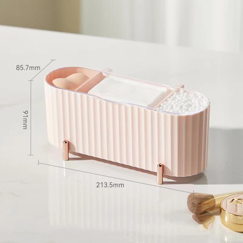 3Grid Makeup Organizer Large Capacity Clear Lid Storage Box for Swabs Powder Puffs Organizer for Cosmetics Home Organization