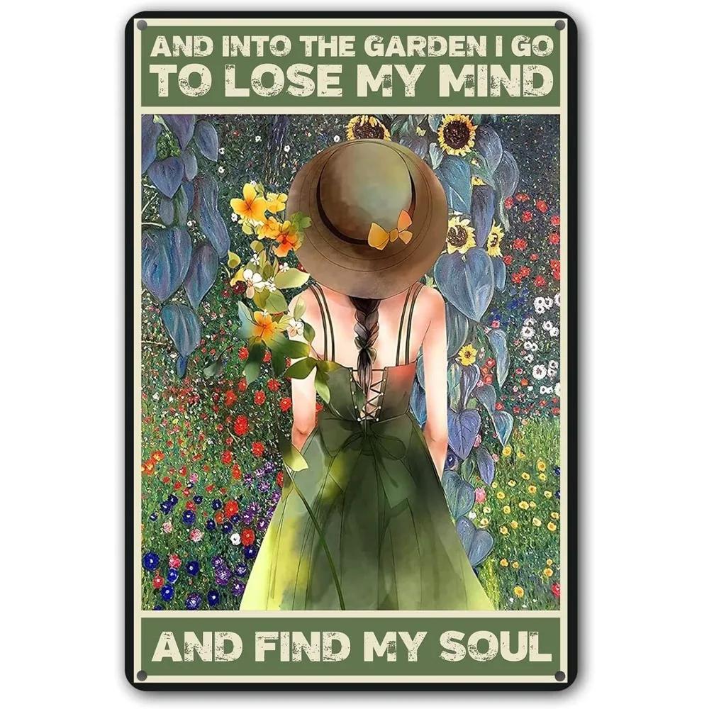 

12x8 Vintage Garden Metal Plaque And Into The Garden I Go Wall Decor English Text Multipurpose Outdoor Use 20x30cm