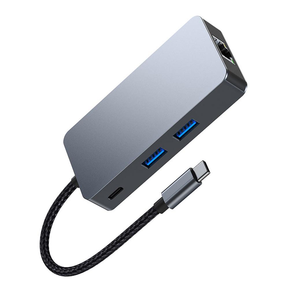 6 in 1 TYPE-C to RJ45 Gigabit USB 3.2 HDMI PD100W Interface Hub Adapter Dock