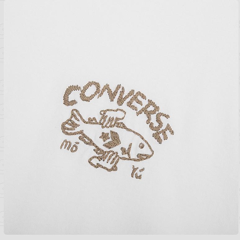 Converse T Shirts Men's White Crew Neck Moderate 10028727-A01
