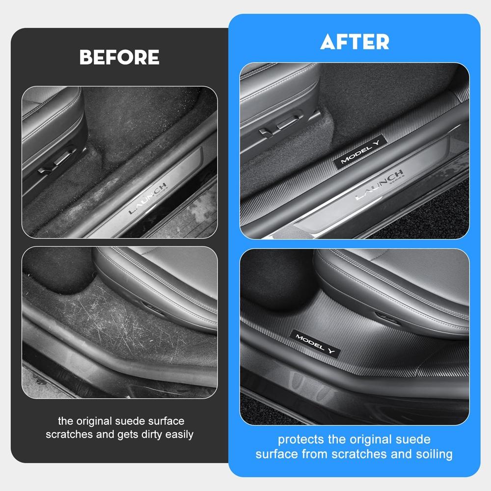 for Tesla Model Y Juniper 2025 2026 Front Rear Door Threshold Strip Guard Anti-dust Pads Door Sill Protective Cover Accessories