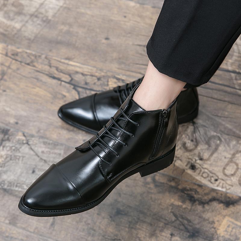 2025 Men Casual Ankle Boots High Quality Leather Side Zipper Business Chelsea Boots British Style Comfy Men Shoe Plus Size 38-48