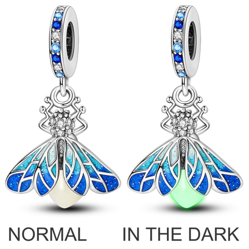 Koperen Lichtgevende Vuurvlieg Charms Kralen Mooie Gouden Gluiperd Hanger Past op Originele Armband Diy Vrouwen Sieraden Cadeau