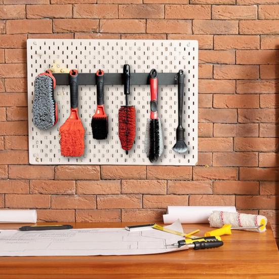 Stainless Steel Detailing Brush Holder Wall-Mounted Storage Rack 6-Hook Organizer for Car Detailing Tools