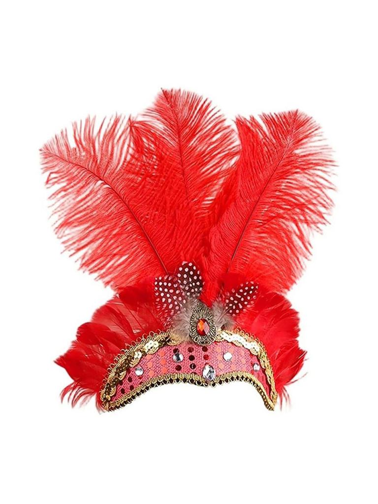 Barevný péřový ozdobný čelenka Brazilský karneval Dekorativní čelenka pro showgirl Scénické vystoupení Vlasové doplňky Karnevalové události