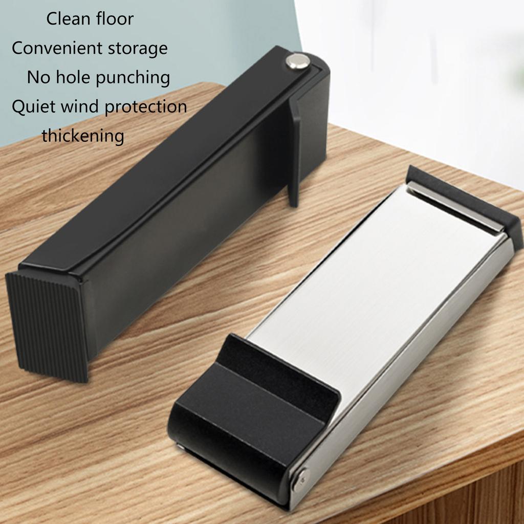 Adjustable Steel Door Stopper Non Punch Designs Metal Door Stop with Rubber Tip Quick Installation for Gap Doors