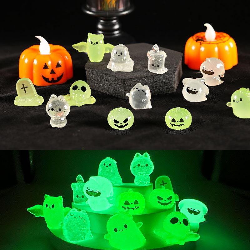 Micro Landscape Luminous Halloween Creative Cute Ghost Devil Pumpkin Ornament DIY Accessories Resin Small Ornament