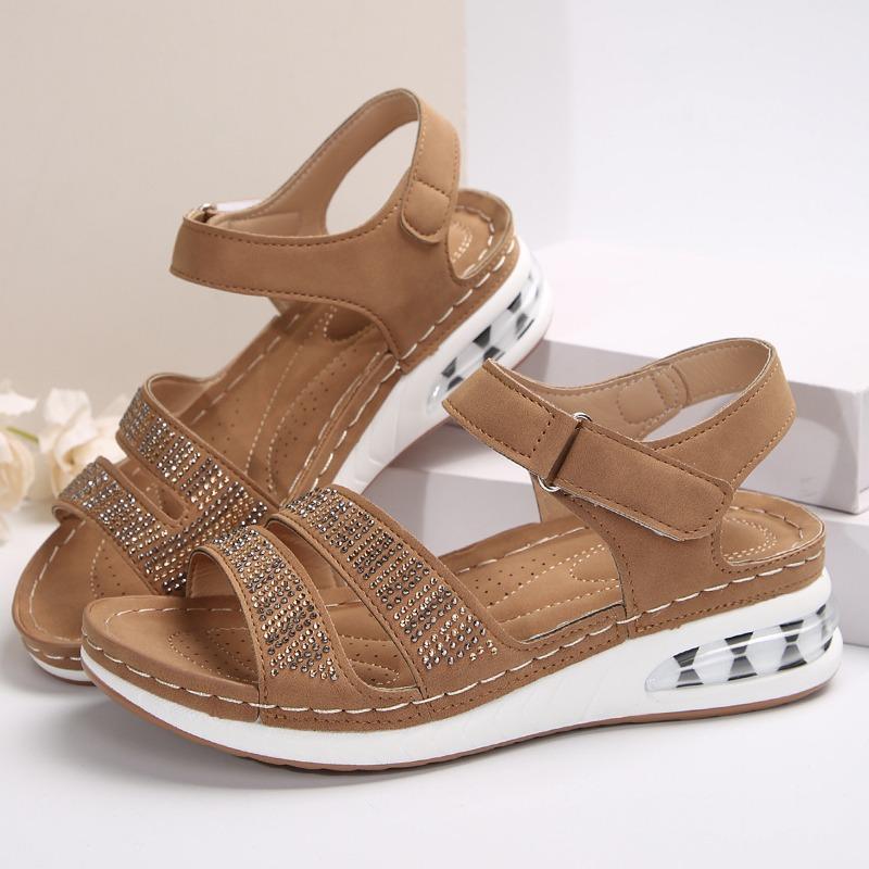 Women’s Sequin Platform Wedge Sandals, Stylish Summer Open Toe Slides