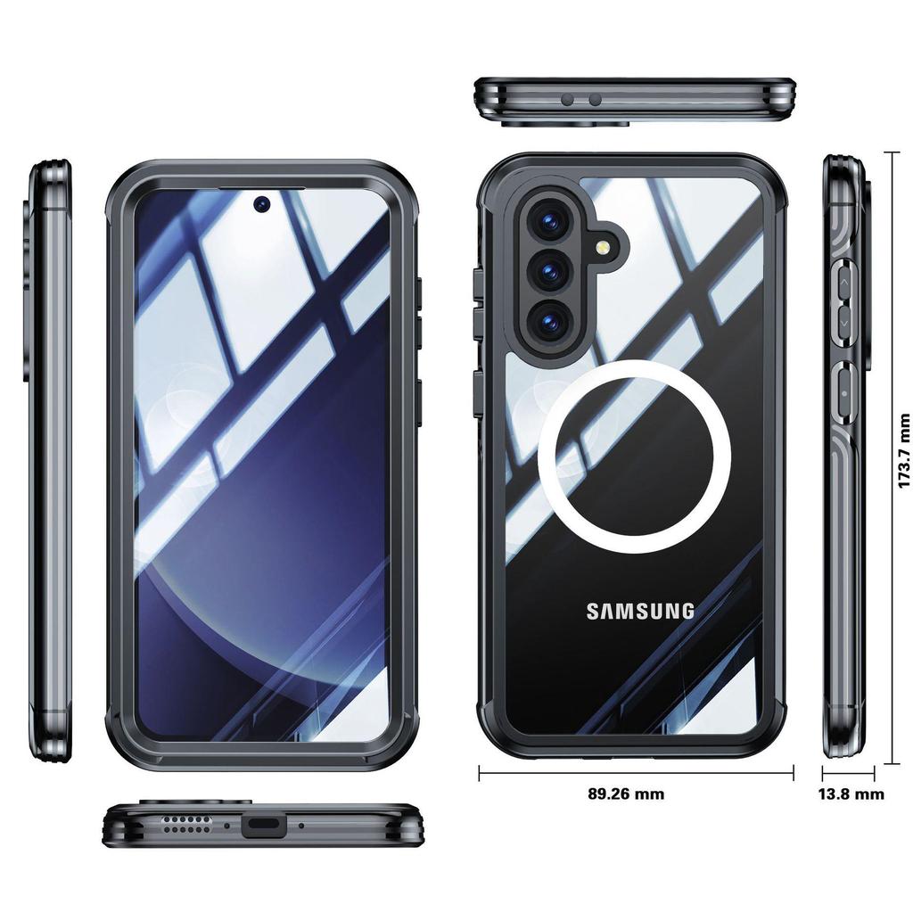 Samsung A36/A56-5G MagSafe-Compatible Tri-Proof Transparent Phone Case with Full Coverage and Fingerprint Unlock