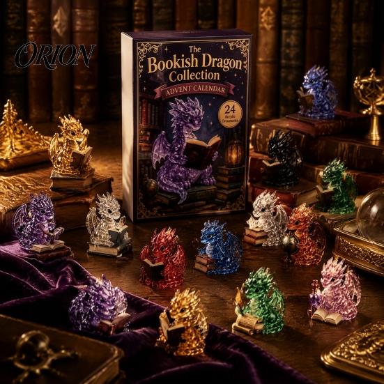 Holiday Gift Box for Kids Crystal Dragon Advent Calendar 2026, 24 Days Fantasy Reading Book Countdown Calendar, 2D Flat Acrylic Hanging Ornaments Pcs