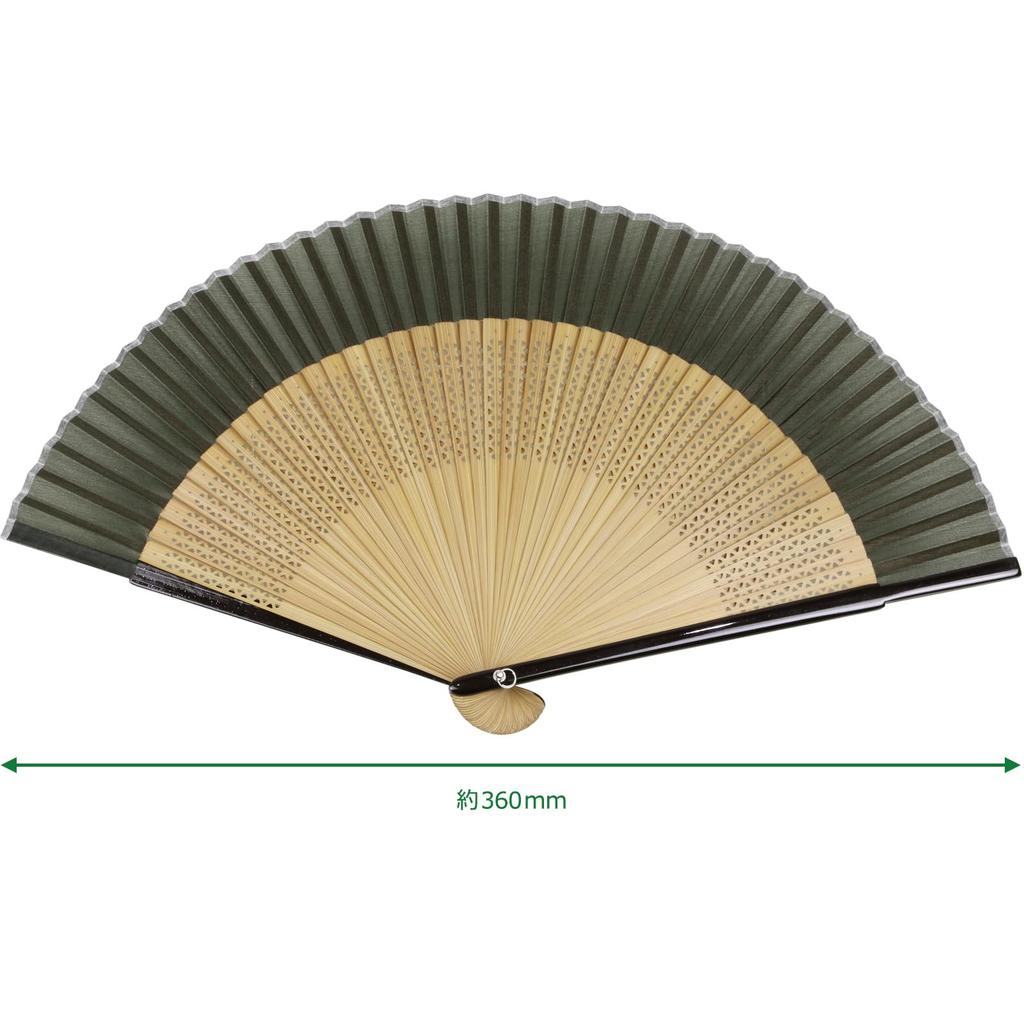 Morikuru Seidenfächer, Kurzer Obi, 21cm, Grün, Herren- und Damenmodell, Japanischer Stil, Japanisches Muster, SG Wonder zone TK01-11, Grün