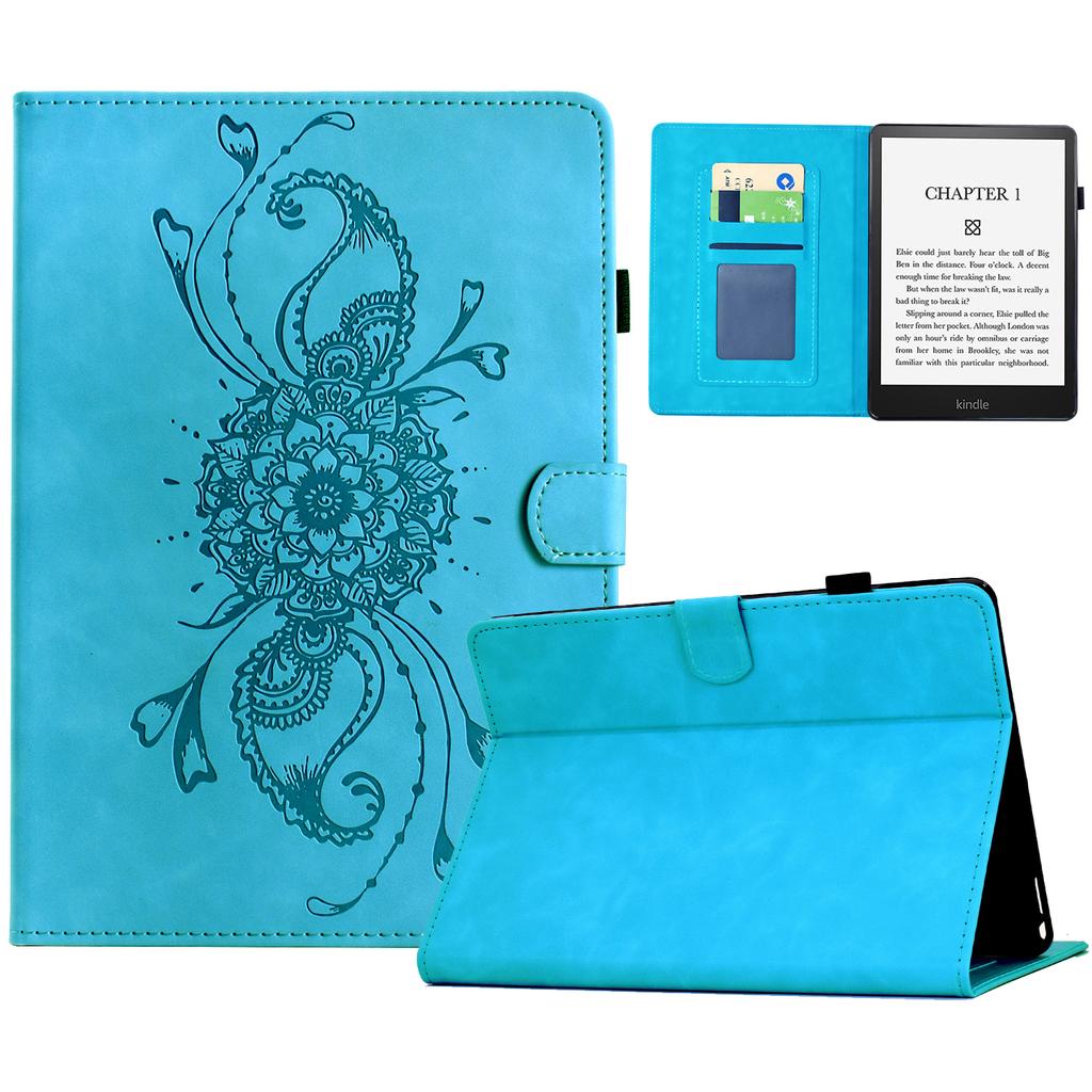 Leather Case For Amazon Kindle Paperwhite 4 (2018)/3 (2015)/2 (2015)/Paperwhite (2015) Mandala Imprinted Tablet Cover with Card Slots