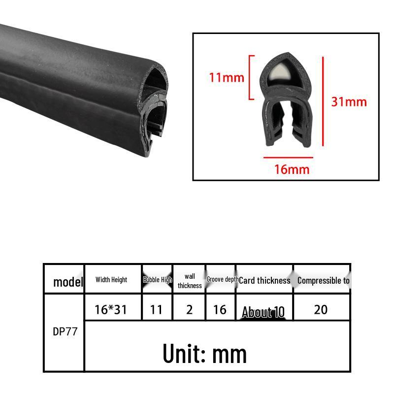 U-Shaped Rubber Steel-Backed Sealing Strip for Car Doors and Cabinets