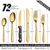 72-częściowe zestawy złotych sztućców, zestaw sztućców ze stekowymi nożami, zestaw sztućców ze stali nierdzewnej, zawiera zestaw widelców, łyżek i noży.