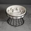 Elevated Ceramic Slow Feeder Bowl for Dogs Cats, Anti-Choking Maze Bowl with Iron Stand, Non-Slip Pet Food Bowl