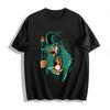 Vintage Flame Wizard Print T-shirt Trendy Dark Magic Style Top Pure Cotton T-shirt