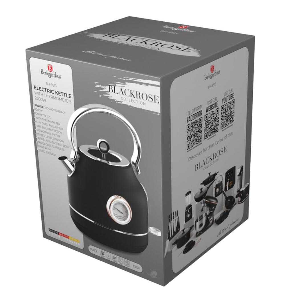 Elektrischer Wasserkocher 1,7L Mit Thermometer Berlinger Haus Bh-9513 Black Rose