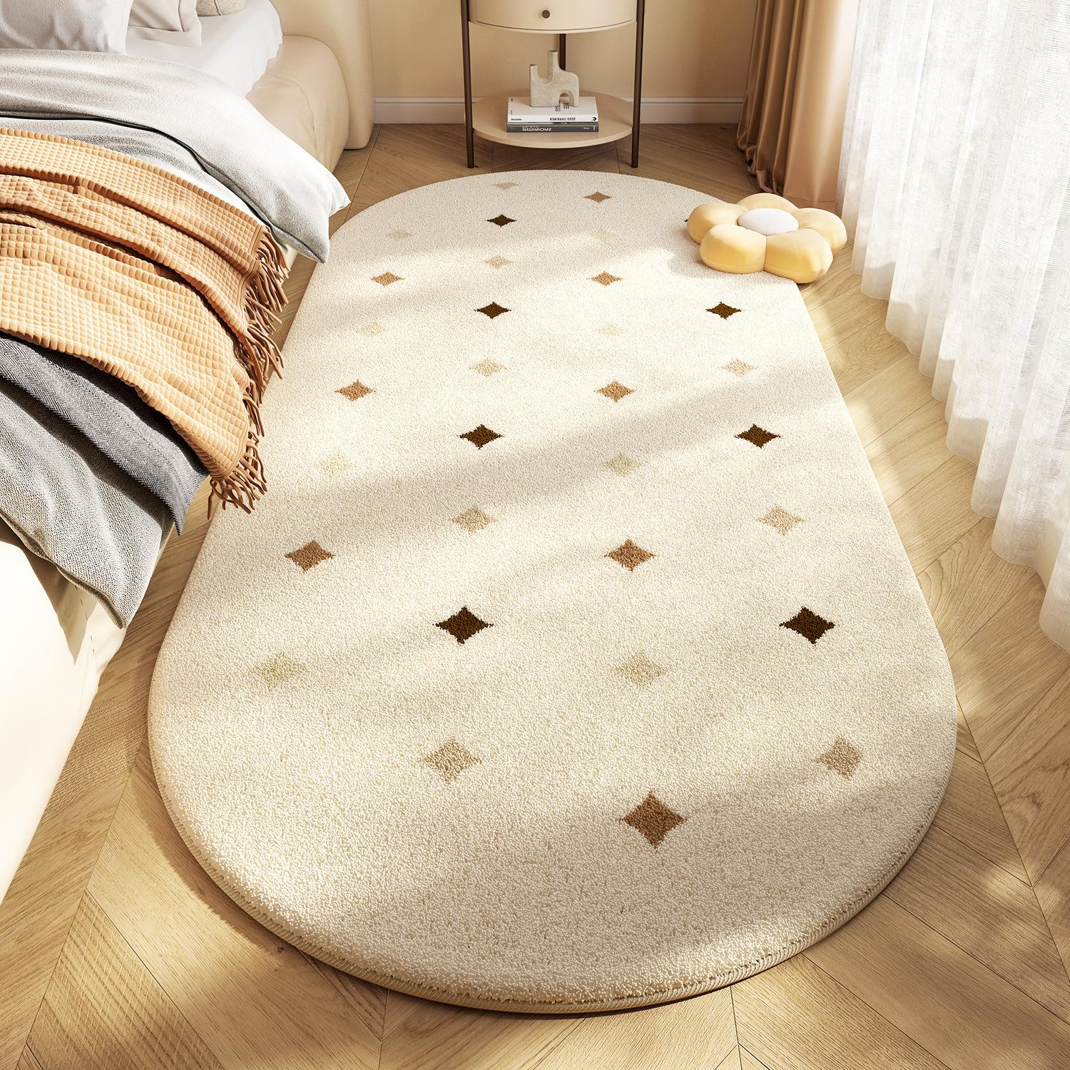 

Овальный ковер, искусственный кашемировый коврик у кровати для гостиной, спальни, игровой комнаты, детской комнаты, напольный коврик с длинными полосками, милый рисунок в виде мультяшных каракулей 50 * 120CM