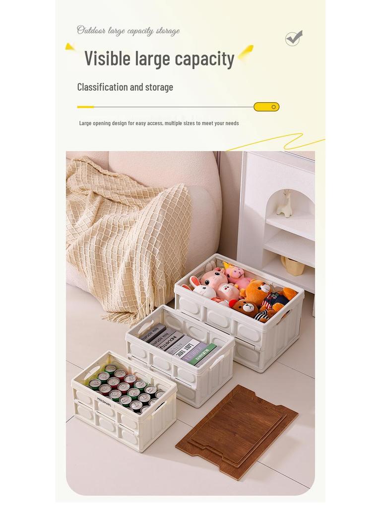 Portable Folding Picnic Basket with Wooden Top
