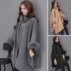 Autumn and Winter Women's Cape Coat Dolman Sleeves Thick Shawl Loose Stand Collar Solid Color Faux Fur Decor Warm Daily Wear Work Outdoor Poncho