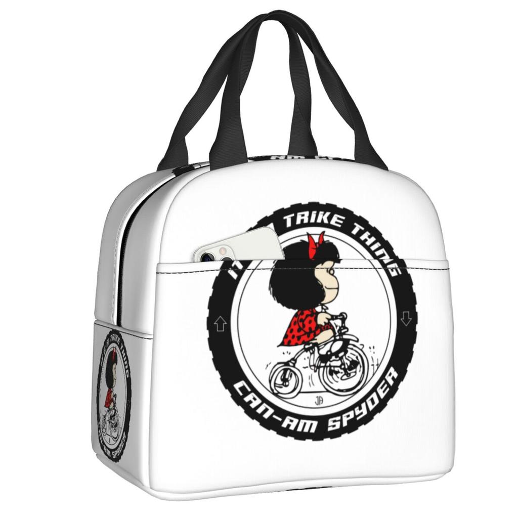Custom Manga Mafalda Quino Cartoon Thermal Insulated Lunch Bag Women Portable Lunch Container Camping Travel Storage Food Box