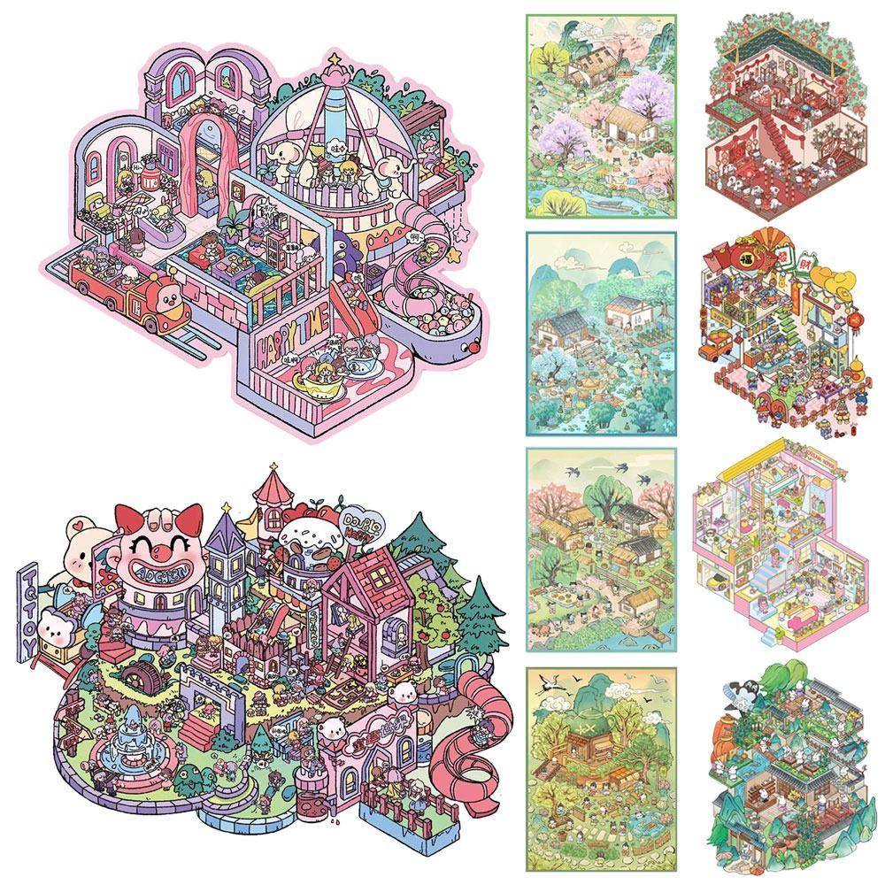 Naklejki Krajobrazowe 3D Naklejki do Układania Wizualnego DIY Nowa Scena Miniaturowa Naklejki 3D