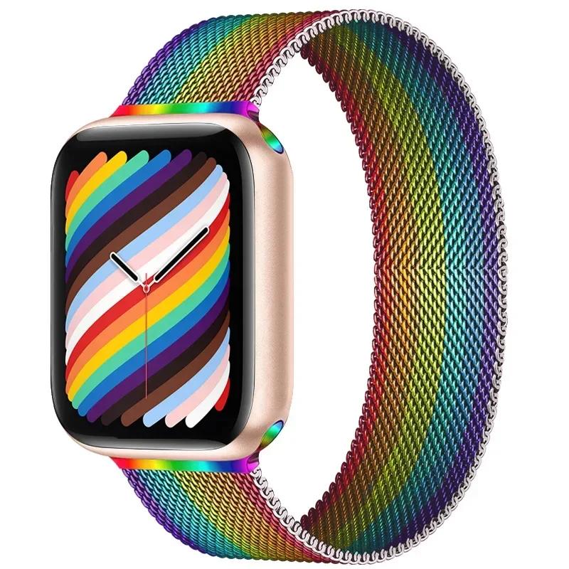 Magnetic Loop Strap For Apple watch Band 44mm 40mm 45mm 41mm 42mm 38mm Stainless Steel Bracelet iWatch Series Ultra 9 8 SE 7 6 5