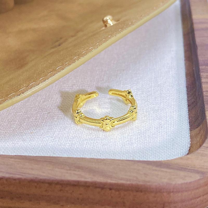 [Jewelry Collection] Retro Personality Medieval Iris Cross Open Ring Light Luxury High-End Ring Woman Adjustable opening