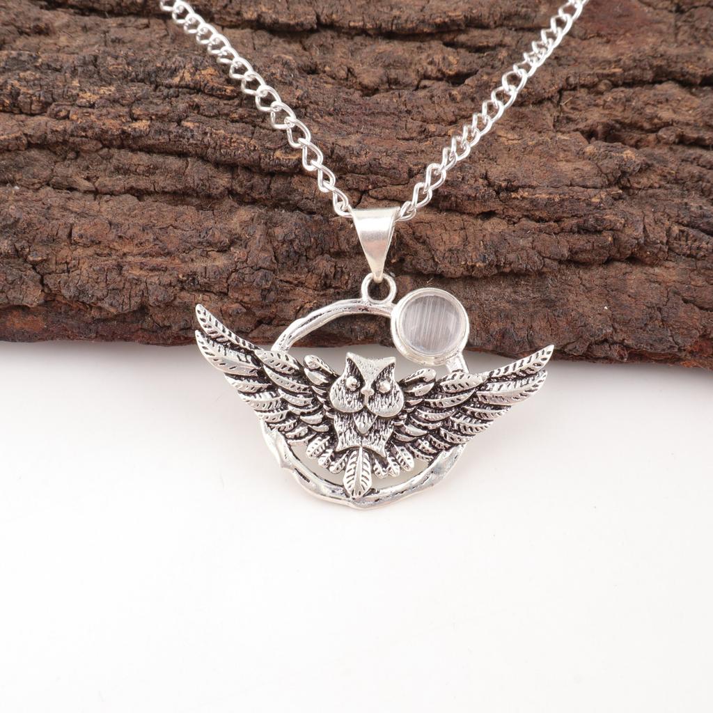 Selenite Gemstone 925 Solid Silver Jewelry Handmade Pendant For Girlfriend 1.48" CP-17-44