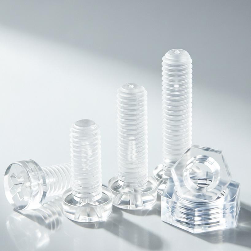 Transparent Acrylic Sheet with PC Screws and Philips Round Head Nut for DIY Fish Tank.