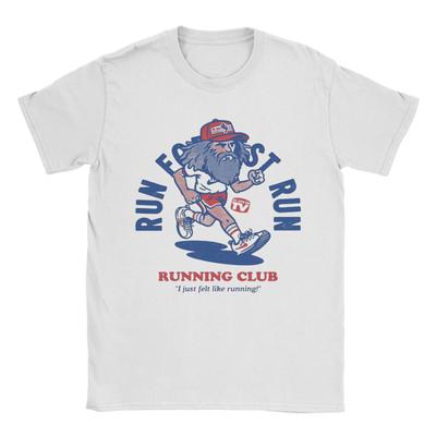Forrest Gump Running T-Shirt for Men Vintage 100% Cotton Tee Shirt Round Collar Short Sleeve T Shirt Printed Clothes